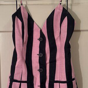 Premium Linen Stripe Mini Dress, US Size 2 - Nasty Gal
